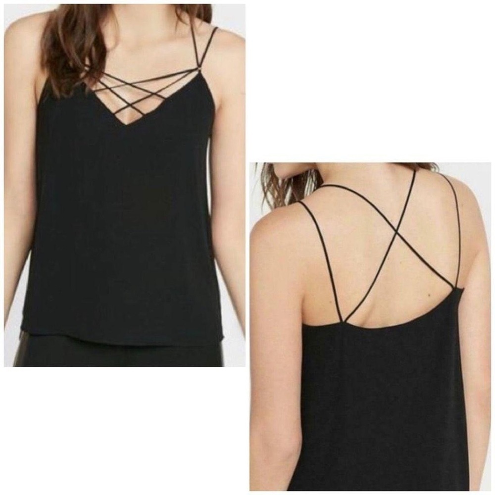 Women’s Criss Cross Sleeveless Black Blouse Tank Express Size Medium NWT